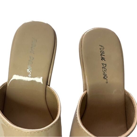 platform patent block heels slide nude sandal Public Desire SIZE: US 8 - Picture 4 of 10